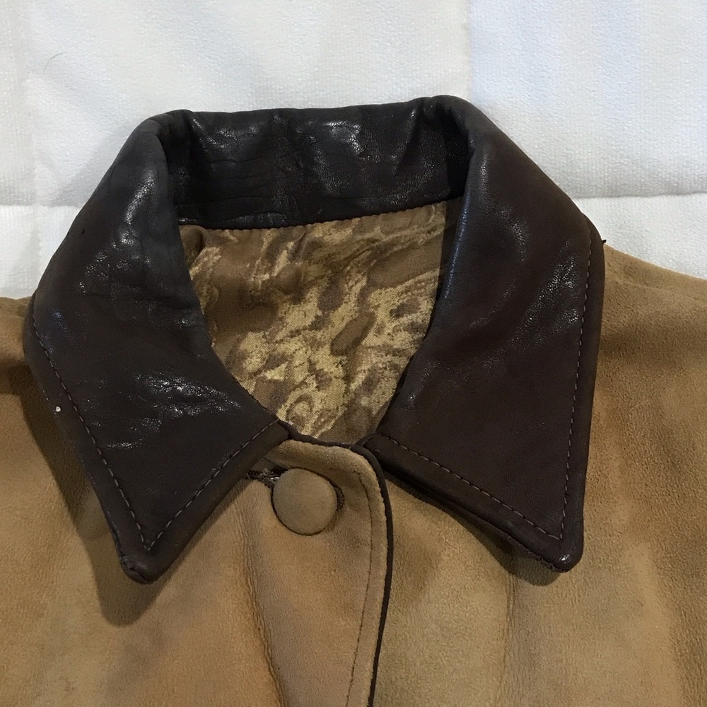 Vintage Joo-Kay Classic Tan and Brown Leather Jacket size 12 - Picture 7 of 14
